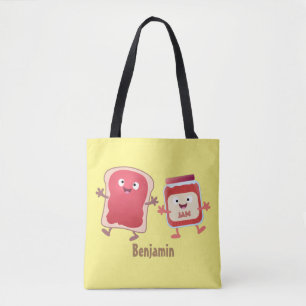 Bolsa Tote Pão engraçado e personagens de desenho animados de