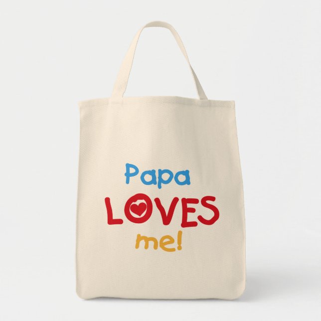 Bolsa Tote Papa me ama T-shirts e presentes (Frente)