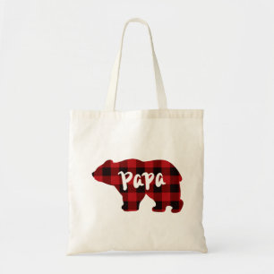 Bolsa Tote Papa Urso - xadrez de búfalos vermelho e preto