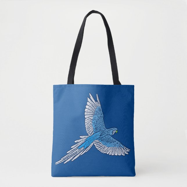Bolsa Tote Papagaio a Voo, Azul Cobalto e Branco (Frente)
