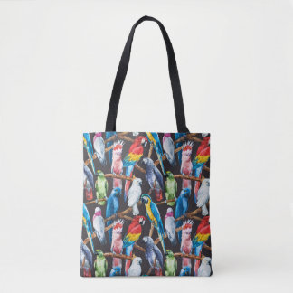 Bolsa Tote Papagaio brilhante: papel de parede a aquarela tro