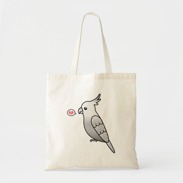Bolsa Tote Papagaio Cartoon Whiteface Pérola Com Coração (Frente)