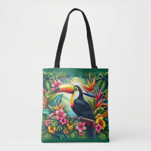 Bolsa Tote papagaio-do-mato/Tucano da selva