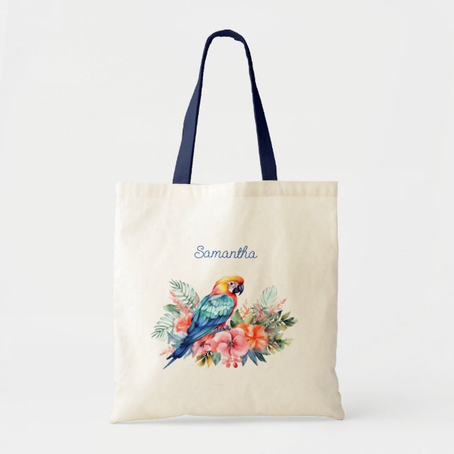 Bolsa Tote Papagaio Macaw Personalizado (Frente)