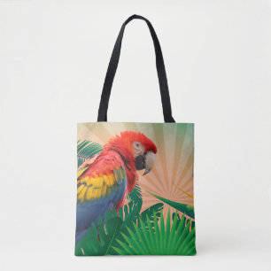 Bolsa Tote Papagaio Tropical Festivo Impressão
