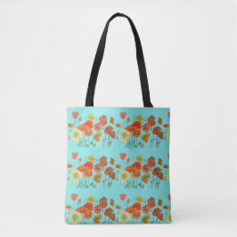 Bolsa Tote Papagaios Amarelos Vermelhos Papagaios Flores Aqua