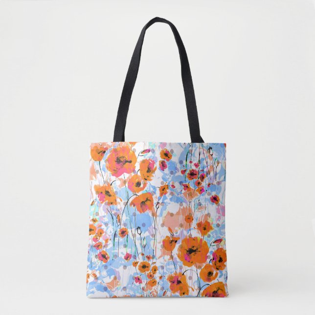Bolsa Tote Papagaios escovados: Textura Floral de Abstrato (Frente)