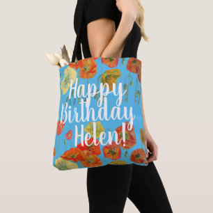 Bolsa Tote Papagaios Laranja Flores Florais Flores Aniversár