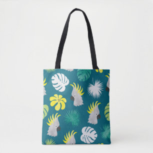 Bolsa Tote Papagaios Tropicais: Cena de Verão de Aquarela