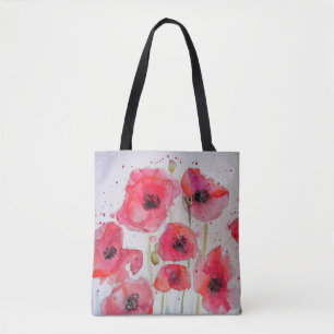 Bolsa Tote Papagaios vermelhos Pópia Aquarela Saco