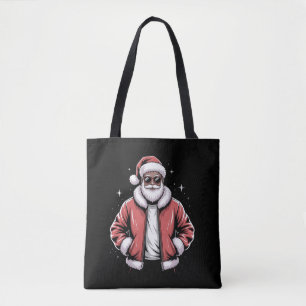 Bolsa Tote Papai Noel Afro-Americano de Natal Pijama Legal Pr