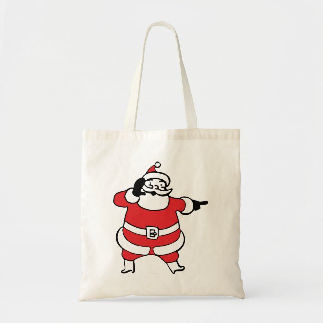 Bolsa Tote Papai Noel alegre chamando as renas no Natal (Frente)