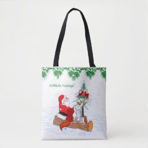 Bolsa Tote Papai noel coelho fox-terrier esquilo, alemão