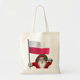 Bolsa Tote Papai Noel Com Bandeira De Polônia
