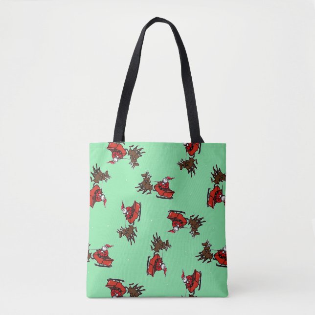 Bolsa Tote Papai Noel com sorriso verde (Frente)