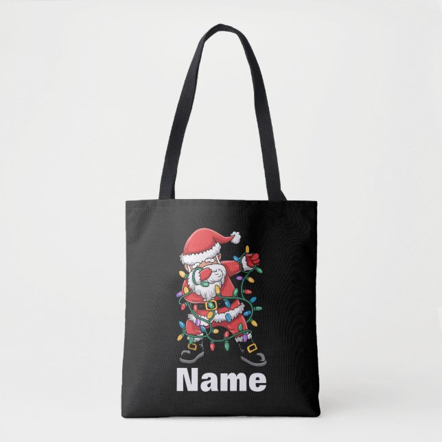 Bolsa Tote Papai Noel Dançando Presente de Natal Personalizad (Frente)
