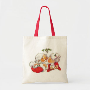 Bolsa Tote Papai noel do natal vintage que beija a Sra. Claus