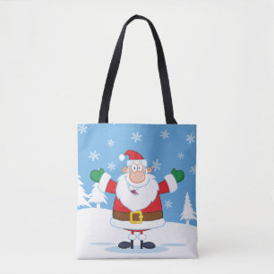 Bolsa Tote Papai Noel em Cena de Inverno Nevado