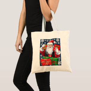 Bolsa Tote Papai Noel Entregando Presentes