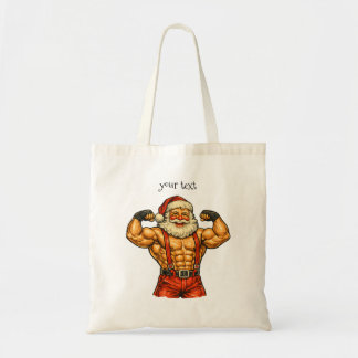 Bolsa Tote Papai Noel Fisiculturista Vintage Natal Divertido