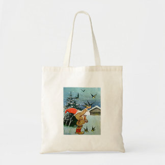 Bolsa Tote Papai noel que alimenta artesanatos & saco de