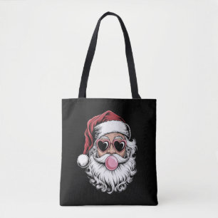 Bolsa Tote Papai Noel Retro Com Óculos Soprando Bolha De Nata