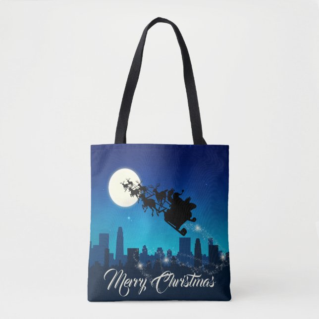 Bolsa Tote Papai Noel Sleigh Natal (Frente)