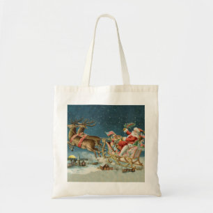 Bolsa Tote Papai Noel Trenó Antigo Rena