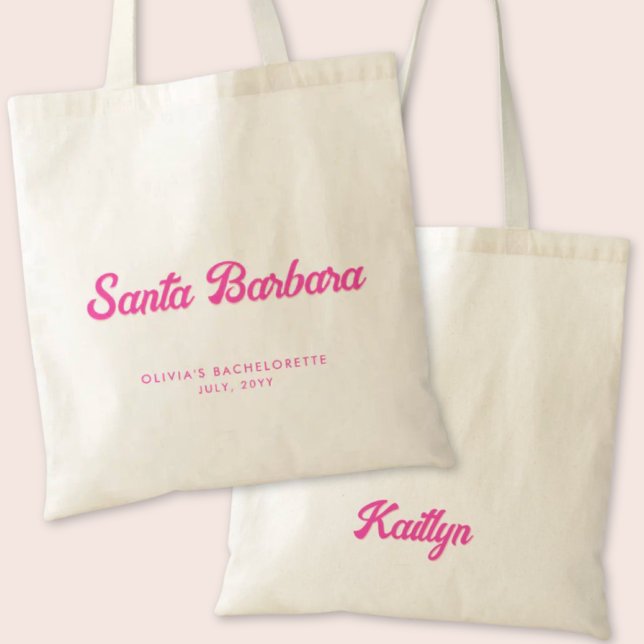 Bolsa Tote Papais noeis Barbara Festa de solteira Personaliza (Santa Barbara Bachelorette Party Tote Bag)