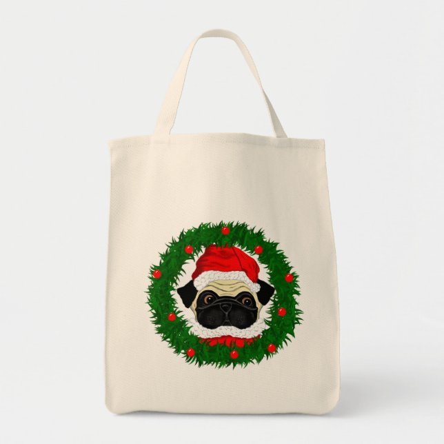 Bolsa Tote Papais noeis bonitos de Natal em Wreath (Frente)