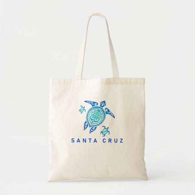 Bolsa Tote Papais noeis Cruz California Sea Blue Tribal Turtl (Frente)