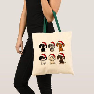 Bolsa Tote Papais noeis Dachshances Cute Wiener Cães Natal