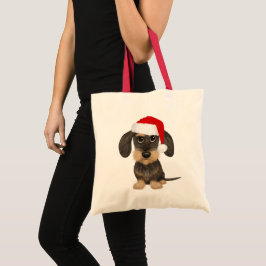 Bolsa Tote Papais noeis de Dachshund com Cabeção Wirehaired T