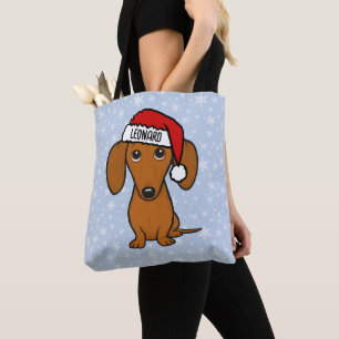 Bolsa Tote Papais noeis de Dachshund Feriado de Cachorro de V