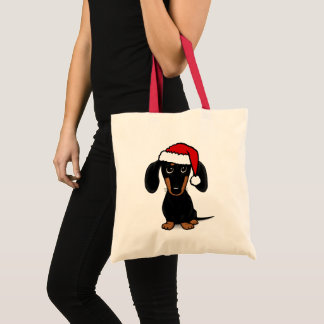 Bolsa Tote Papais noeis de Dachshund Pretos e Bronzeados Cach