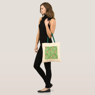 Bolsa Tote Papais noeis de gatinhos de cor aquosa verde Feliz