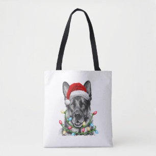 Bolsa Tote Papais noeis de german shepherd Árvore de Natal Lu