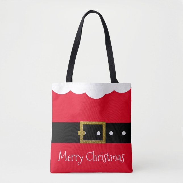 Bolsa Tote Papais noeis de Natal Belt Red Suit (Frente)