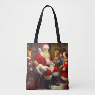 Bolsa Tote Papais noeis de Natal com Crianças 3