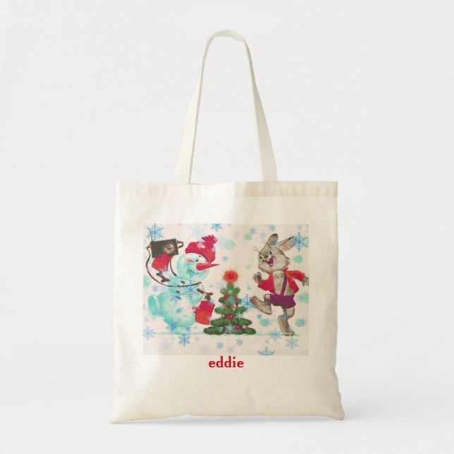 Bolsa Tote Papais noeis de Natal Decorativos Personalizados (Frente)