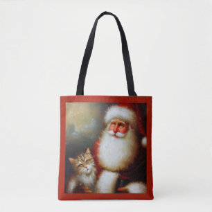 Bolsa Tote Papais noeis de Natal e um Gato 2