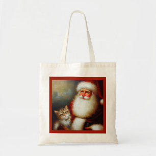 Bolsa Tote Papais noeis de Natal e um Gato 2
