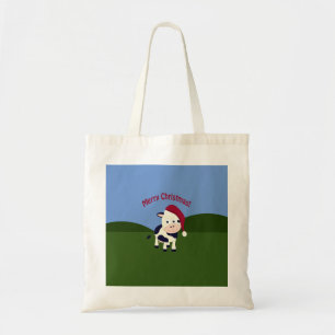 Bolsa Tote Papais noeis de Natal Feliz Vaca