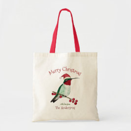 Bolsa Tote Papais noeis de Natal felizes para o Hummingbird