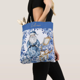 Bolsa Tote Papais noeis de Natal Floral Branco Chinoiserie