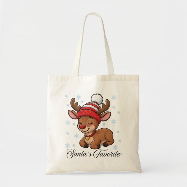 Bolsa Tote Papais noeis de Reindeer Favorito Saco de Natal (Frente)