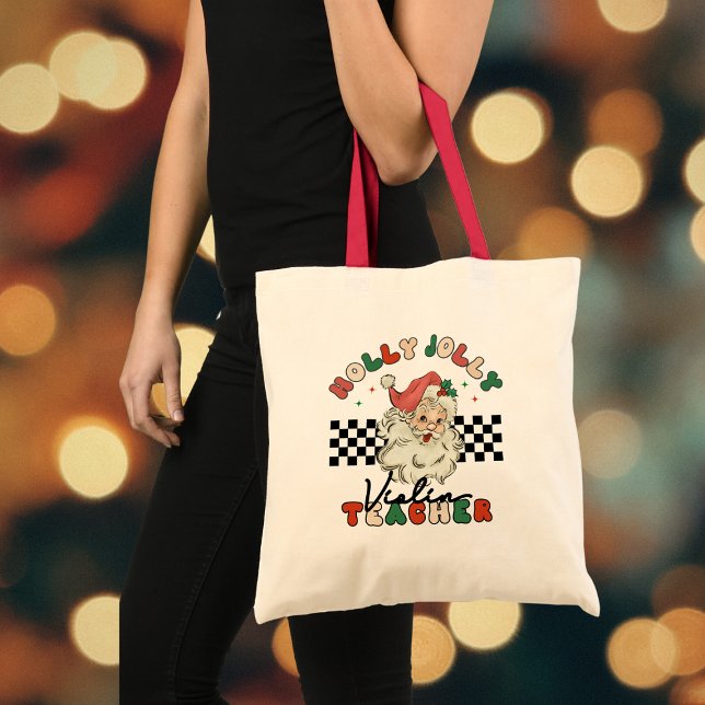 Bolsa Tote Papais noeis de Retros de Natal da Professora Viol (Criador carregado)