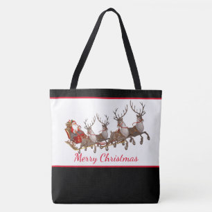 Bolsa Tote Papais noeis de Saco de Natal e Sleigh