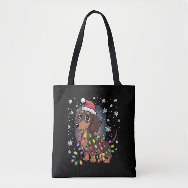 Bolsa Tote Papais noeis do Cachshund Xmas Wiener (Frente)