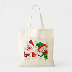 Bolsa Tote Papais noeis e Caracteres de Natal do Elf diminuem